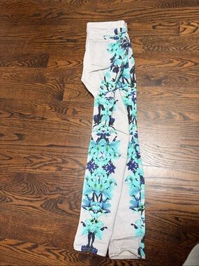 7 for all Mankind Floral Side-Panel Straight Jeans in Aqua and Navy